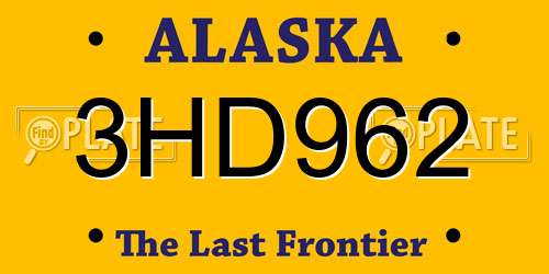3HD962 Alaska License Plate