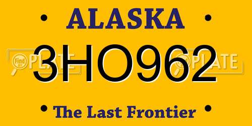 3HO962 Alaska License Plate