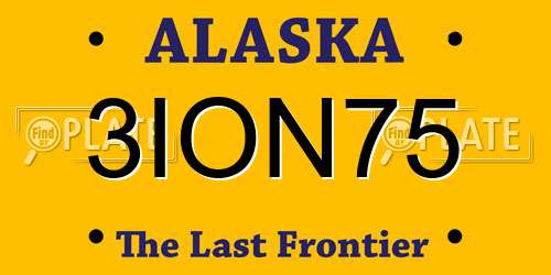 3ION75 Alaska License Plate