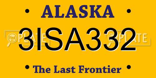 3ISA332 Alaska License Plate