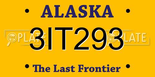 3IT293 Alaska License Plate