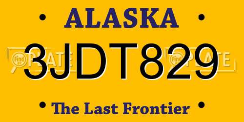 3JDT829 Alaska License Plate