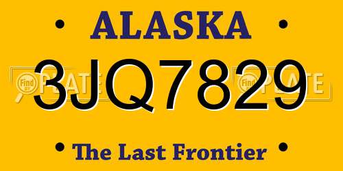 3JQ7829 Alaska License Plate