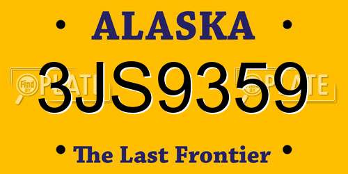 3JS9359 Alaska License Plate