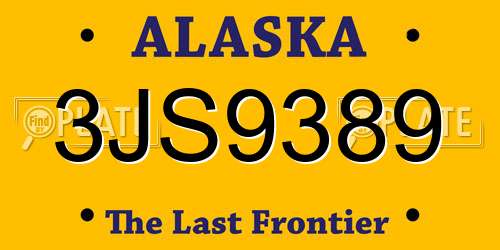 3JS9389 Alaska License Plate