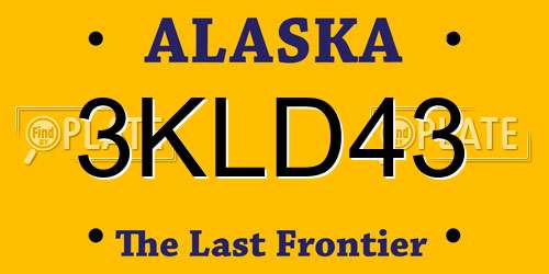 3KLD43 Alaska License Plate