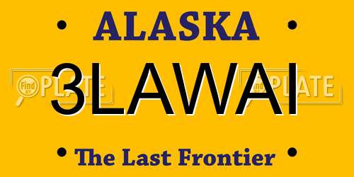 3LAWAI Alaska License Plate