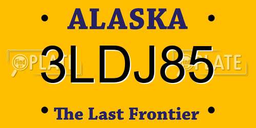 3LDJ85 Alaska License Plate