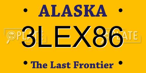 3LEX86 Alaska License Plate