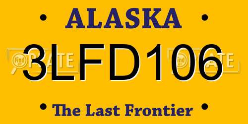 3LFD106 Alaska License Plate