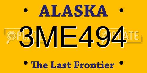 3ME494 Alaska License Plate