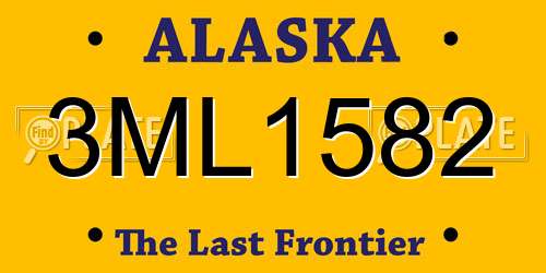 3ML1582 Alaska License Plate