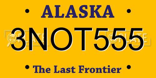 3NOT555 Alaska License Plate