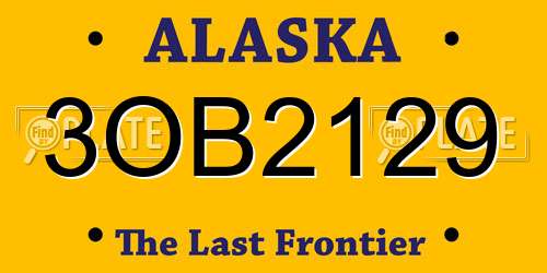 3OB2129 Alaska License Plate
