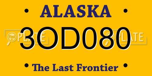 3OD080 Alaska License Plate