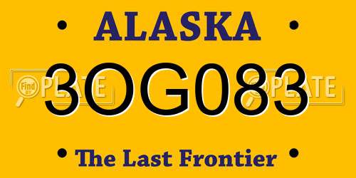 3OG083 Alaska License Plate