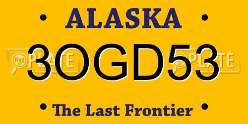 3OGD53 Alaska License Plate