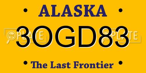 3OGD83 Alaska License Plate