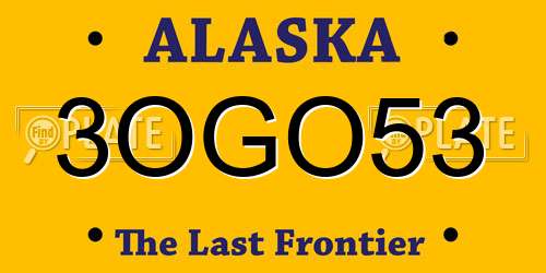 3OGO53 Alaska License Plate