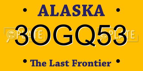 3OGQ53 Alaska License Plate