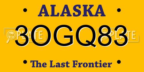 3OGQ83 Alaska License Plate