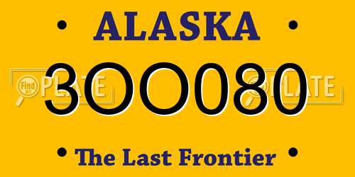 3OO080 Alaska License Plate
