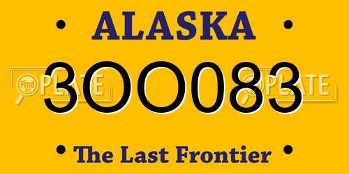 3OO083 Alaska License Plate