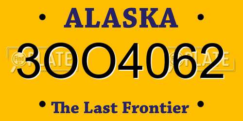 3OO4062 Alaska License Plate