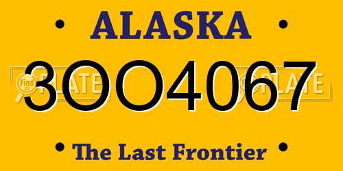3OO4067 Alaska License Plate