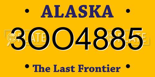 3OO4885 Alaska License Plate