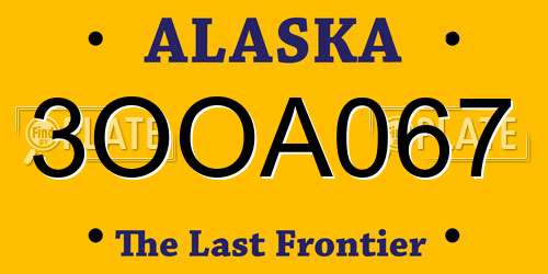 3OOA067 Alaska License Plate