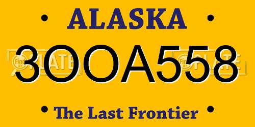 3OOA558 Alaska License Plate
