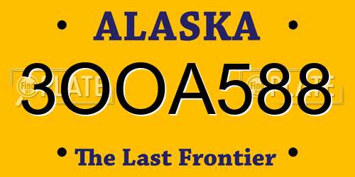 3OOA588 Alaska License Plate