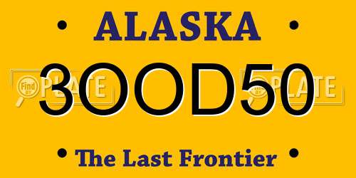 3OOD50 Alaska License Plate