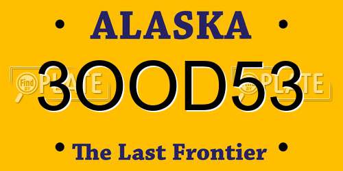 3OOD53 Alaska License Plate