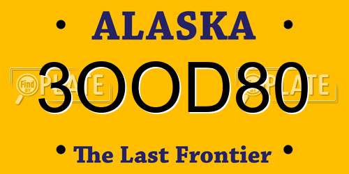 3OOD80 Alaska License Plate