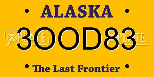 3OOD83 Alaska License Plate