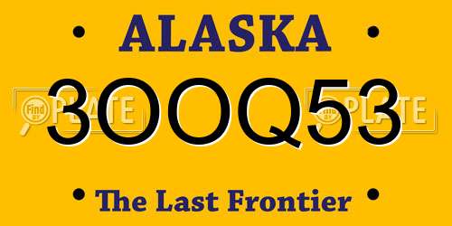 3OOQ53 Alaska License Plate