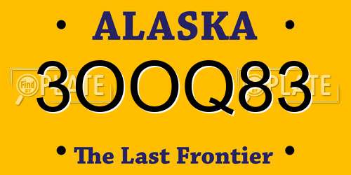 3OOQ83 Alaska License Plate