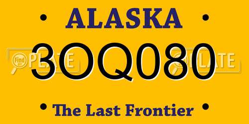 3OQ080 Alaska License Plate