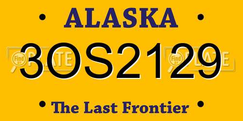 3OS2129 Alaska License Plate