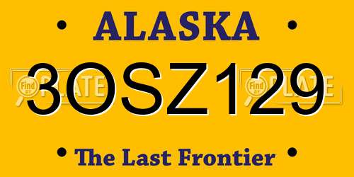 3OSZ129 Alaska License Plate