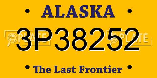 3P38252 Alaska License Plate