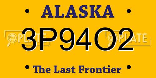 3P94O2 Alaska License Plate