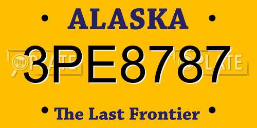 3PE8787 Alaska License Plate