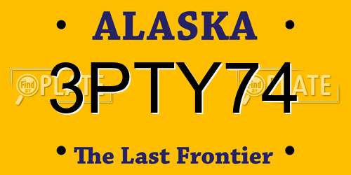 3PTY74 Alaska License Plate