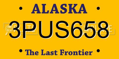 3PUS658 Alaska License Plate