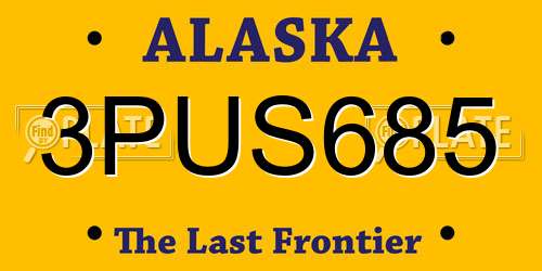 3PUS685 Alaska License Plate