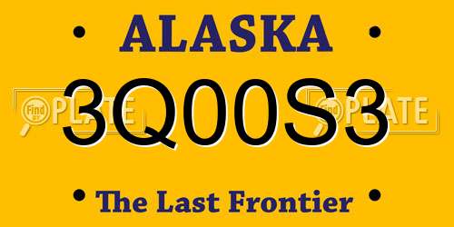 3Q00S3 Alaska License Plate