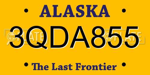 3QDA855 Alaska License Plate